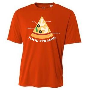 Funny Pizza Food Pyramid Cooling Performance Crew T-Shirt