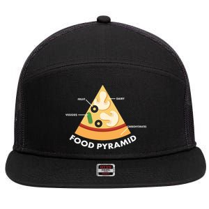 Funny Pizza Food Pyramid 7 Panel Mesh Trucker Snapback Hat