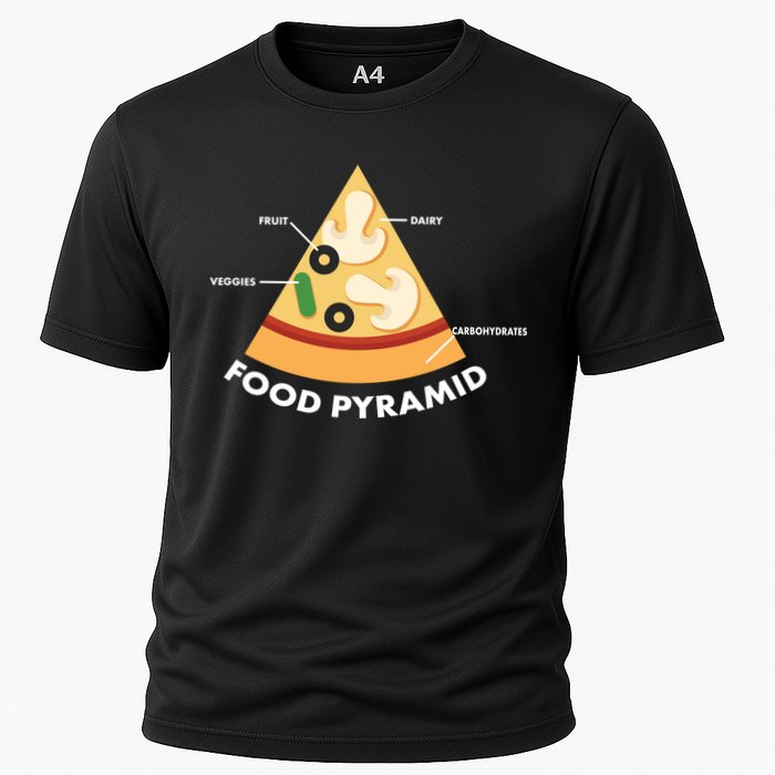 Funny Pizza Food Pyramid Cooling Performance Crew T-Shirt