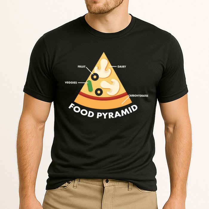 Funny Pizza Food Pyramid Cooling Performance Crew T-Shirt