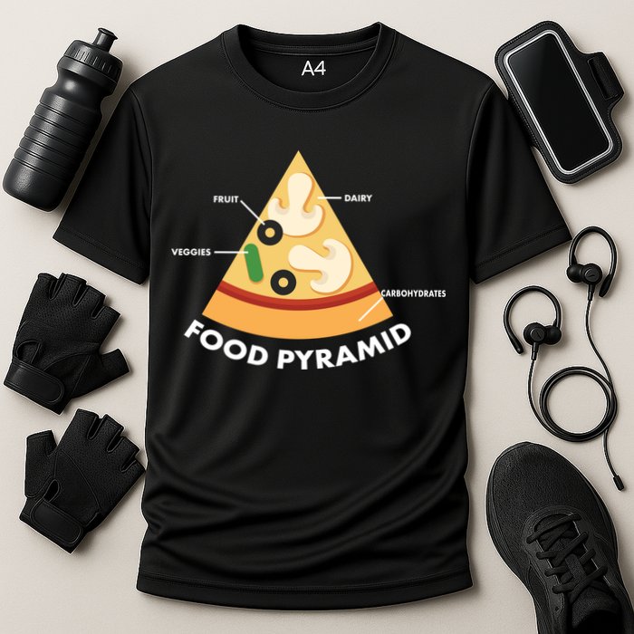 Funny Pizza Food Pyramid Cooling Performance Crew T-Shirt
