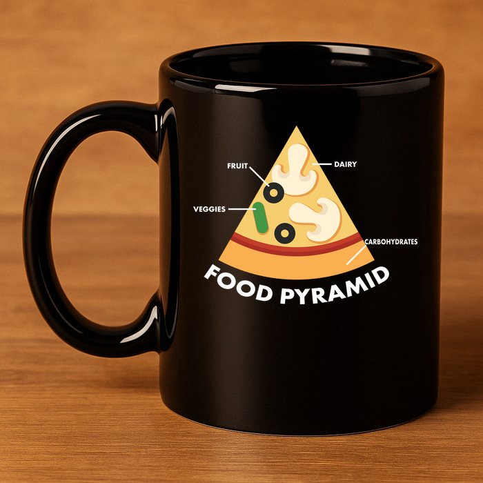 Funny Pizza Food Pyramid 11oz C Handle Ceramic Mug