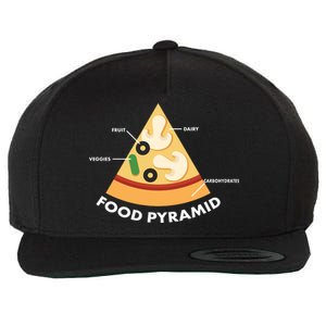 Funny Pizza Food Pyramid Wool Snapback Cap