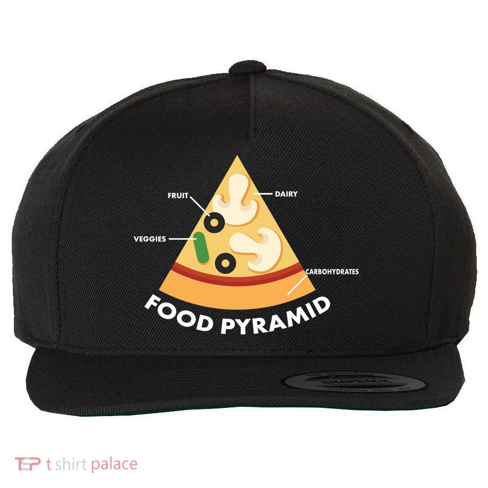 Funny Pizza Food Pyramid Wool Snapback Cap