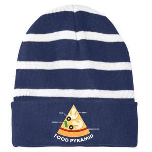 Funny Pizza Food Pyramid Striped Beanie with Solid Band