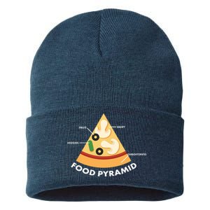 Funny Pizza Food Pyramid Sustainable Knit Beanie