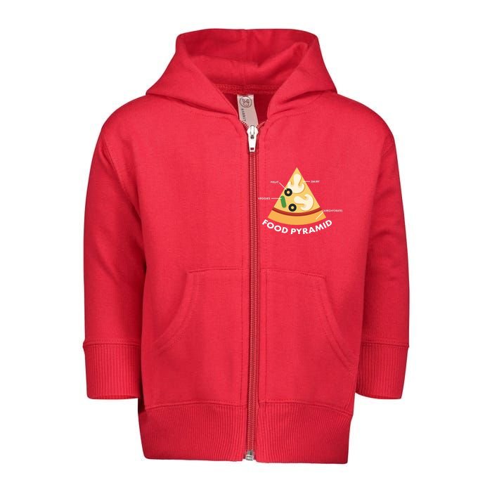 Funny Pizza Food Pyramid Toddler Zip Fleece Hoodie