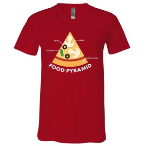 Funny Pizza Food Pyramid V-Neck T-Shirt