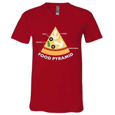 Funny Pizza Food Pyramid V-Neck T-Shirt