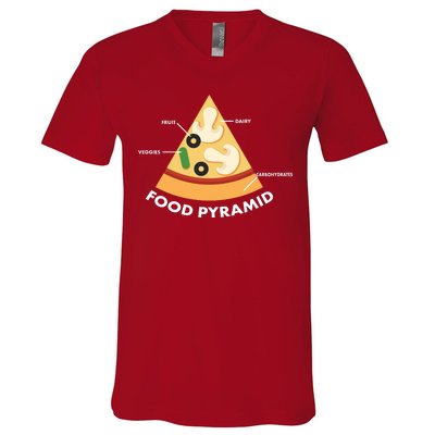 Funny Pizza Food Pyramid V-Neck T-Shirt