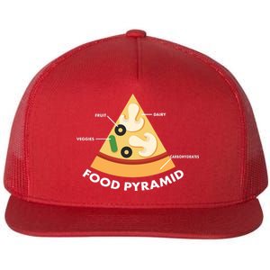 Funny Pizza Food Pyramid Flat Bill Trucker Hat