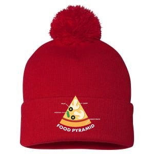 Funny Pizza Food Pyramid Pom Pom 12in Knit Beanie