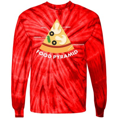 Funny Pizza Food Pyramid Tie-Dye Long Sleeve Shirt