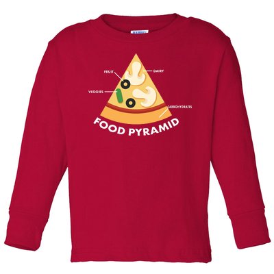 Funny Pizza Food Pyramid Toddler Long Sleeve Shirt