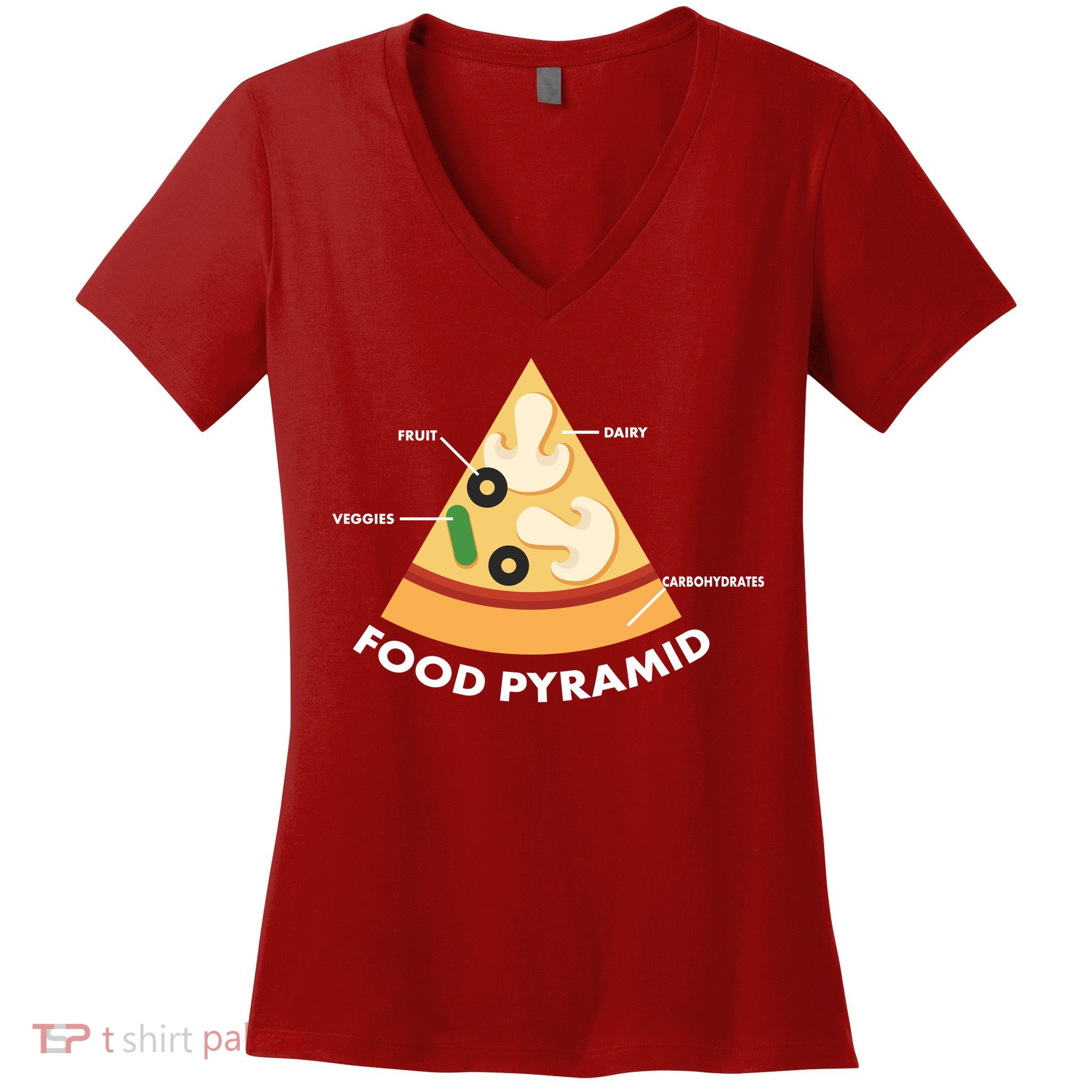 Funny Pizza Food Pyramid Women's V-Neck T-Shirt