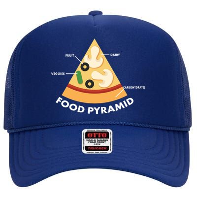 Funny Pizza Food Pyramid High Crown Mesh Back Trucker Hat