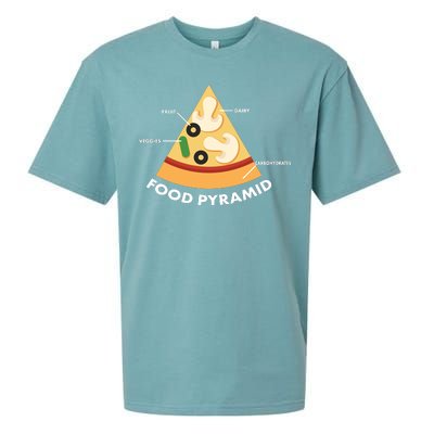 Funny Pizza Food Pyramid Sueded Cloud Jersey T-Shirt