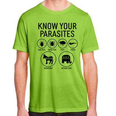 Funny Political Meme Know Your Parasites Adult ChromaSoft Performance T-Shirt