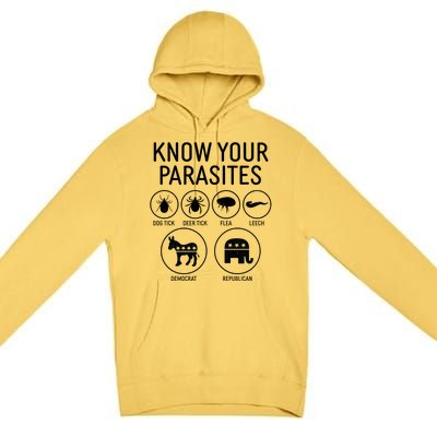 Funny Political Meme Know Your Parasites Premium Pullover Hoodie