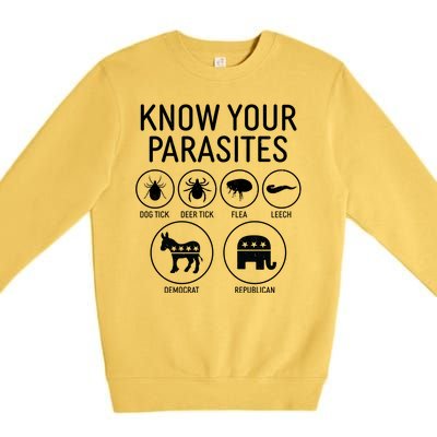 Funny Political Meme Know Your Parasites Premium Crewneck Sweatshirt