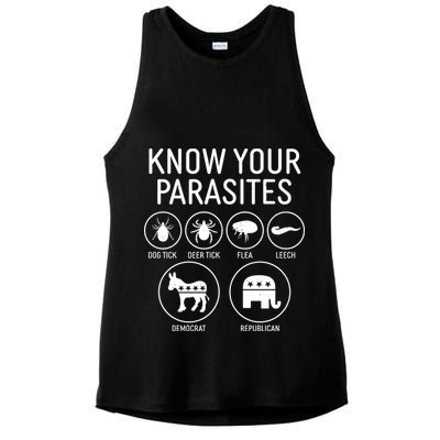 Funny Political Meme Know Your Parasites Ladies PosiCharge Tri-Blend Wicking Tank