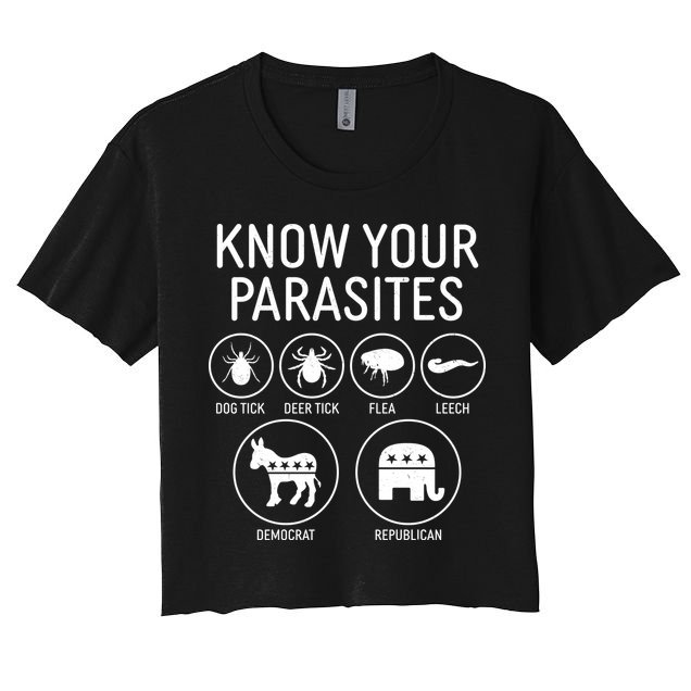 Funny Political Meme Know Your Parasites Crop Top