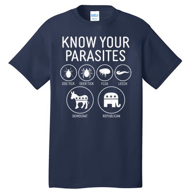 Funny Political Meme Know Your Parasites Tall T-Shirt