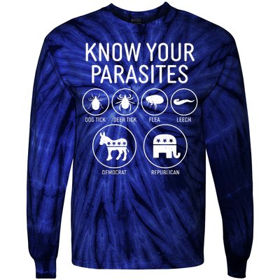 Funny Political Meme Know Your Parasites Tie-Dye Long Sleeve Shirt