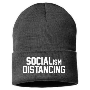 Funny Political Socialism Distancing  Sustainable Knit Beanie