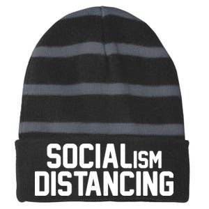 Funny Political Socialism Distancing  Striped Beanie with Solid Band