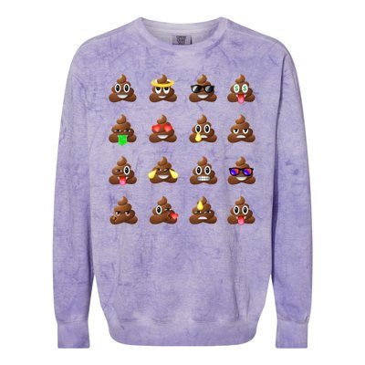 Funny Poop Emoji's Smiley Colorblast Crewneck Sweatshirt