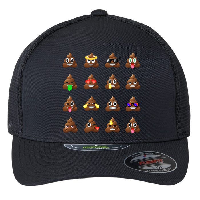 Funny Poop Emoji's Smiley Flexfit Unipanel Trucker Cap