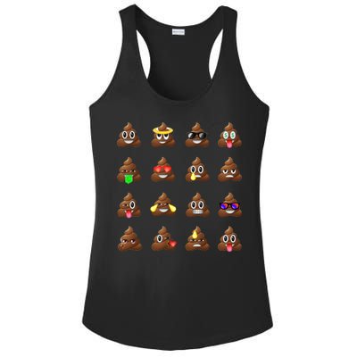 Funny Poop Emoji's Smiley Ladies PosiCharge Competitor Racerback Tank