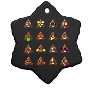 Funny Poop Emoji's Smiley Ceramic Star Ornament