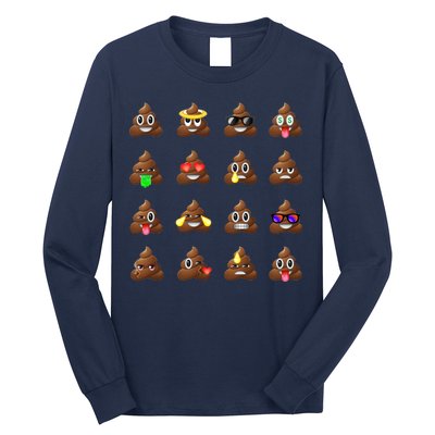 Funny Poop Emoji's Smiley Long Sleeve Shirt