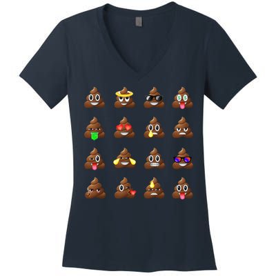 Funny Poop Emoji's Smiley Women's V-Neck T-Shirt