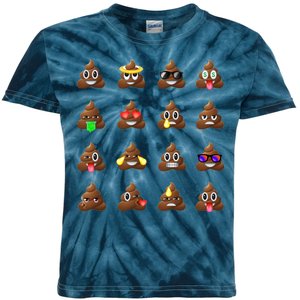 Funny Poop Emoji's Smiley Kids Tie-Dye T-Shirt