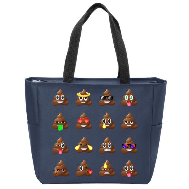 Funny Poop Emoji's Smiley Zip Tote Bag