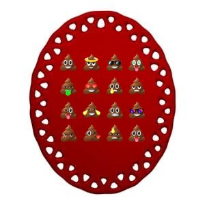 Funny Poop Emoji's Smiley Ceramic Oval Ornament