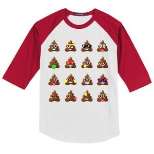 Funny Poop Emoji's Smiley Kids Colorblock Raglan Jersey