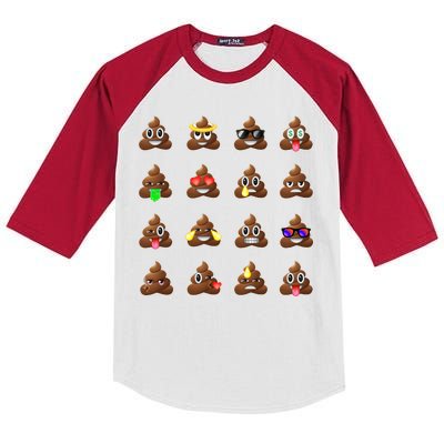 Funny Poop Emoji's Smiley Kids Colorblock Raglan Jersey