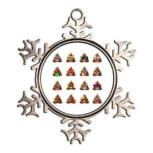 Funny Poop Emoji's Smiley Metallic Star Ornament