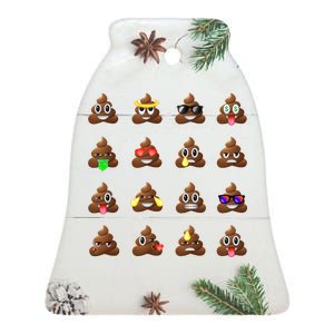 Funny Poop Emoji's Smiley Ceramic Bell Ornament