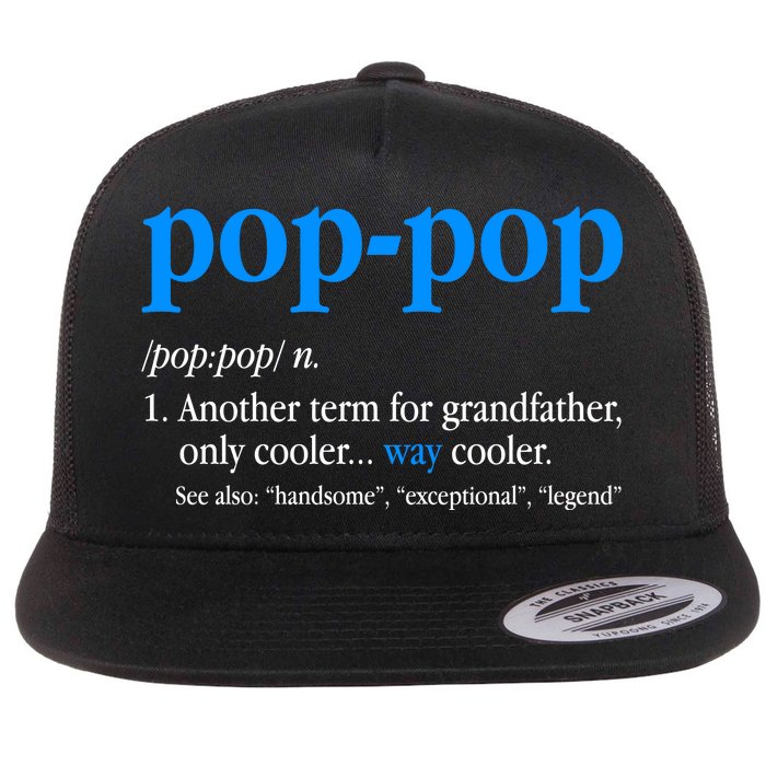 Funny Pop Pop Definition Cool Fathers Day Flat Bill Trucker Hat