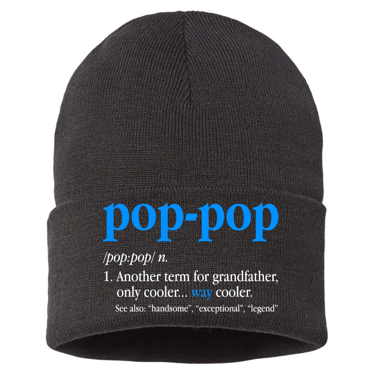 Funny Pop Pop Definition Cool Fathers Day Sustainable Knit Beanie