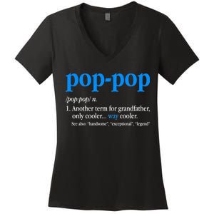 Funny Pop Pop Definition Cool Fathers Day Women's V-Neck T-Shirt