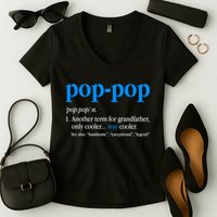 Funny Pop Pop Definition Cool Fathers Day Women's V-Neck T-Shirt