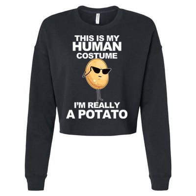 Funny Potato This Is My Human Costume  Cropped Pullover Crew