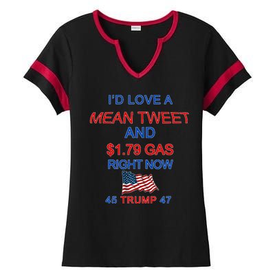 Funny Pro Trump Supporter I'd Love A Mean Tweet Gas Prices Ladies Halftime Notch Neck Tee