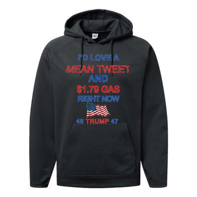 Funny Pro Trump Supporter I'd Love A Mean Tweet Gas Prices Performance Fleece Hoodie